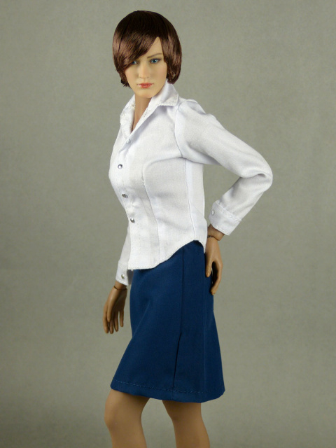 Nouveau Toys 1/6 Scale Female White Shirt & Navy Skirt Set